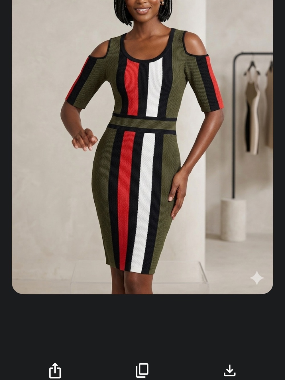 XOXO size XL Olive Green Cold-Shoulder Striped Midi Dress